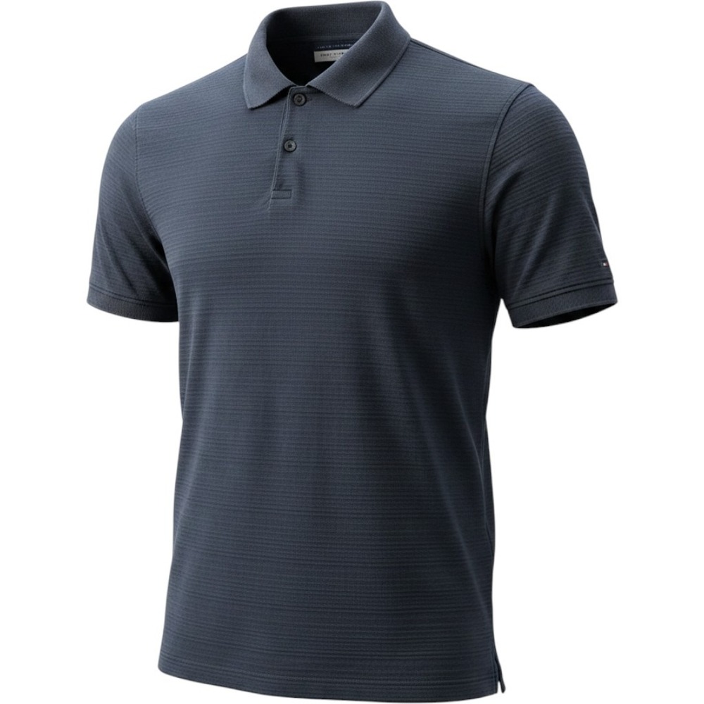 Calvin Klein Mens‎ Navy Blue Slub Textured Short Sleeve Polo Shirt Size M
